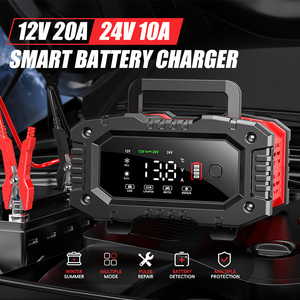 Chargeur de batterie de voiture FOXSUR 20A pour 12V/24V avec réparation par impulsions, chargeur intelligent portable pour camion, moto, AGM/<span class=keywords><strong>LA</strong></span>/LiFePO4 - Product Image 3