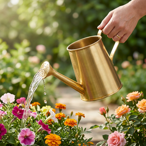 AK Latón Metal Decorativo Jardín Regadera Chapado en oro Suministros de jardín al aire libre Riego de agua - Product Image 1
