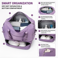 Sac de voyage extensible grande capacité léger imperméable en tissu Oxford, sac de sport portable à fermeture éclair pour week-end, gym, yoga, bagage