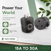 Adaptateur de courant RV Guankai 30A à 125V avec disjoncteur de protection contre les surcharges NEMA 5-15P NEMA TT-30R en cuivre