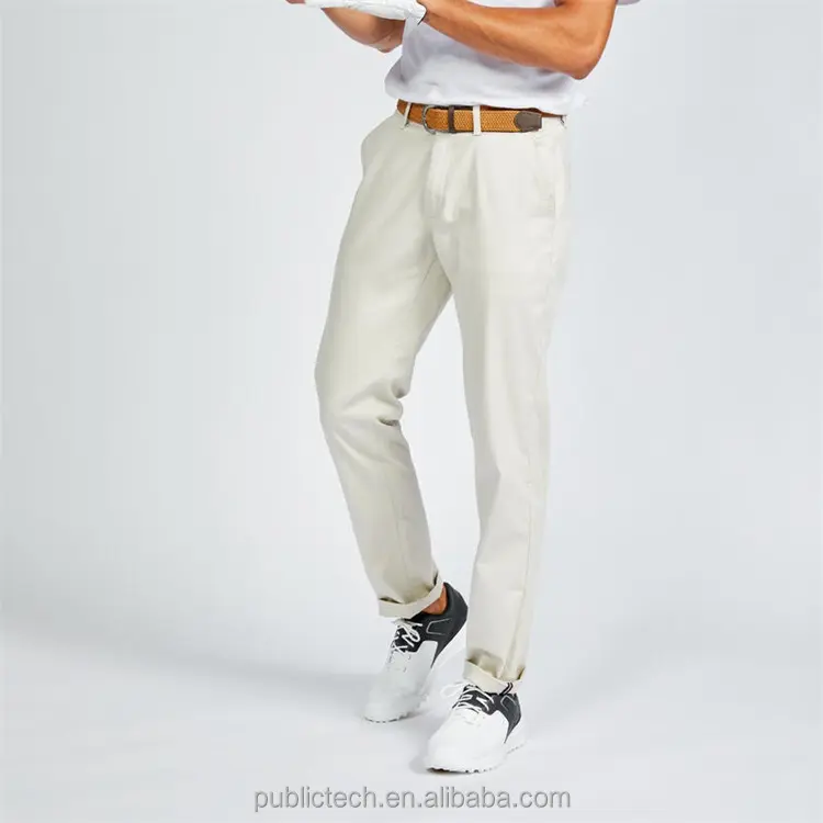 Celana Golf pria Jogger ketat melar ramping polos kustom grosir kasual putih produsen