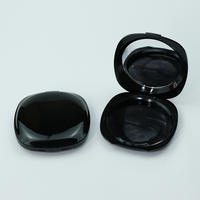 Boîtier à poudre vide carré-rond de 15g avec miroir, emballage cosmétique en plastique à grille unique pour illuminateur, contour et fard à nez