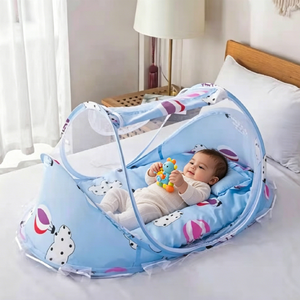 Lit de bébé pliable portable avec moustiquaire, matelas, oreiller et pare-soleil – Idéal pour l'extérieur et l'intérieur, pour les voyages estivaux des enfants - Product Image 2