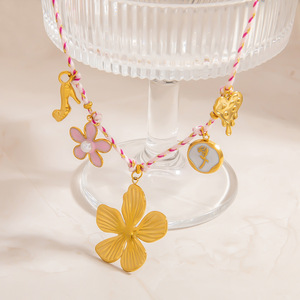 Collar con Colgante de Flor, Cadena de Acero Inoxidable Chapada en Oro, Joyería Hecha a Mano para Uso Diario, Cadena para Clavícula para Mujer, XL31339 - Product Image 3