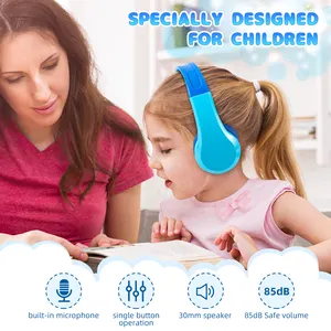 Limite de volume colorée de 85dB pour enfants Casque sans fil pour enfants Over Ear