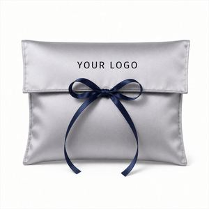 High Density Satin Envelope Fabric Pouch Coated Paper <b>Bag</b> with Hot Foil Logo for Elite Apparel Brand - Product Image 1