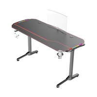 Bureau d'angle de jeu moderne et durable, noir, en MDF, avec cadre en acier RGB, hauteur réglable, pliable, pour usage commercial – Meilleures ventes