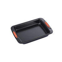 Loyang Panggang Persegi Panjang Anti Lengket Ramah Lingkungan dari Baja Karbon dengan Gagang Silikon Tebal 0.6mm, Aman untuk Oven/Pencuci Piring, Bergaya dan Fungsional