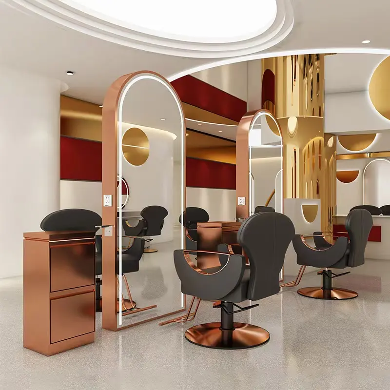 Diant hochwertige professionelle schönheitssalon spiegel modellstation doppelseitiger friseurspiegel barbier station mit led-licht