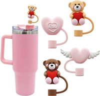 Breloque Cœur d'Ours Multi-Designs en Silicone pour Pailles avec Protection Anti-Poussière pour Gobelets de 30 oz - Cadeau pour les Amateurs de Gobelets