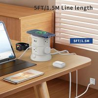 Multiprise tour USB OEM avec chargeur sans fil, cordon d'extension de 1,8 m, protection contre les surtensions, 6 prises CA, prise de courant IP67