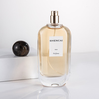 Flacon de parfum de luxe, nouveau design, 50ml 100ml, en verre transparent rectangulaire à base lourde, avec pulvérisateur et capuchon rond