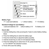 Jauge de mesure de capacité de batterie LCD 2X, indicateur d'état de batterie plomb-acide étanche 12V/24V/36V/48V