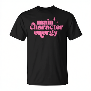 T-shirt rose rétro avec citation de personnage principal Energy - Product Image 3