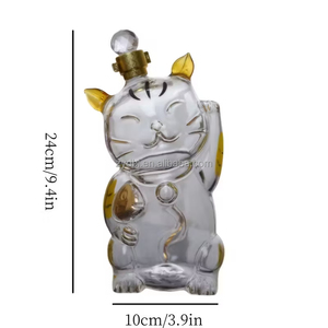 2025 modello carino colore trasparente portafortuna a forma di gatto bottiglia di vino in vetro per bar e famiglie per la <span class=keywords><strong>collezione</strong></span> di <span class=keywords><strong>Whisky</strong></span> - Product Image 5
