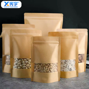 Sachet Doypack en papier kraft thermoscellable, résistant à l'humidité, à fond plat et fermeture éclair, pour viande séchée, noix, noix de cajou, noisettes, amandes - Product Image 3
