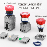 LANBOO 22mm ZB2 contrôle démarrage arrêt auto-réinitialisation XB2-BA31 bouton interrupteur bouton d'arrêt d'urgence bouton plat