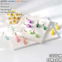 Boucles d'oreilles pendantes en acier inoxydable, motif campanule colorée, faites à la main avec fleur naturelle préservée, bijoux pour promotion