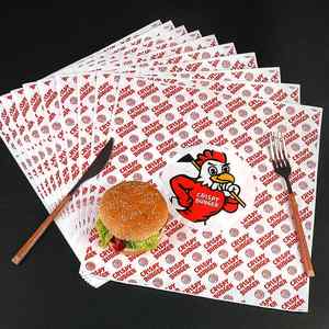 Papier d'emballage pour hamburger, papier alimentaire résistant à la graisse, personnalisé avec logo, papier d'emballage pour fast-food, revêtement PE imperméable pour pizza et sucre - Product Image 1
