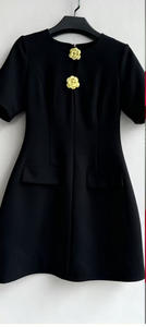 AELESEEN Vendita all'Ingrosso <span class=keywords><strong>Abito</strong></span> <span class=keywords><strong>Mini</strong></span> Casual Primaverile Estivo da Donna Manica Corta con Bottoni a Rosa Elegante Linea A Tinta Unita <span class=keywords><strong>Rosso</strong></span> Nero per Feste - Product Image 5