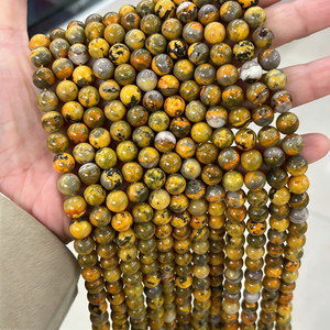 Cuentas Redondas de Jaspe Abeja Natural de Grado AAA, Cuentas Sueltas de Piedras Preciosas para Hacer Pulseras, Collares y Joyería. Color: # 27 - Product Image 1