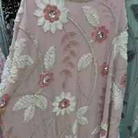 Robe de soirée longue et ample haut de gamme, style artisanal, brodée de fleurs et perlée, pour cérémonie de mariage, ensemble robe et abaya musulmane