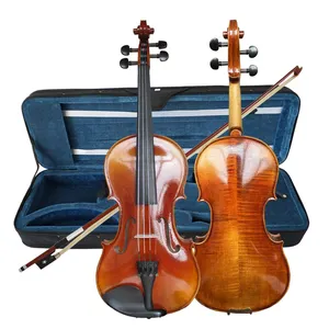 Aiersi Hotsale prix de gros artiste professionnel tout violon fait main avec huile ébène accessoires HV12 brun rouge foncé