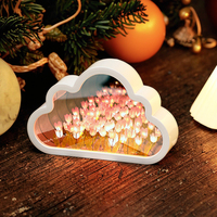 Lampe Nuage Mignonne avec Lumière LED Infinie, Veilleuse Tulipe, Lampe Miroir de Table DIY en Forme de Fleur de Tulipe pour Utilisation Extérieure