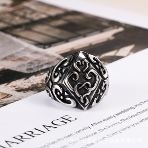 Unisex Geometric Pattern <b>Ring</b> Titanium Steel SA918 Gift Jewelry - Product Image 1