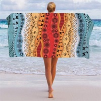 Serviette de plage ronde personnalisée OEM FREE SOUL, grande taille, imprimé animaux tropicaux, brodée, séchage rapide, en microfibre, avec sac – Tendance et populaire