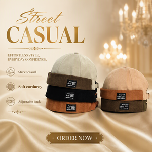 Gorra de pana plana estilo japonés hip-hop, sombrero de propietario, ajustable para hombre, para exteriores/casual, nueva moda retro - Product Image 2