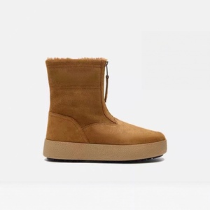 Botas de media pantorrilla con letras bordadas, forro interior de felpa gruesa, suela de plataforma gruesa, antideslizantes, cálidas, para nieve, unisex. - Product Image 1