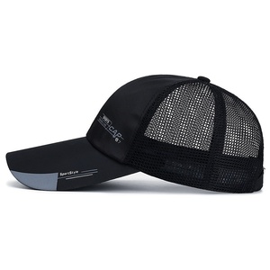 Gorra de béisbol de verano transpirable de malla con visera alargada de 6 paneles para hombre, con letras <span class=keywords><strong>inglesas</strong></span> impresas, media malla y visera grande baja. - Product Image 3