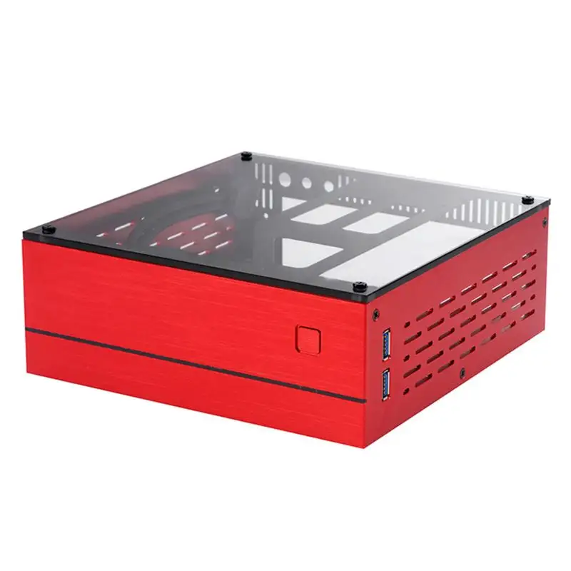 B01 Mini ITX boîtier d'ordinateur châssis aluminium/verre porte-documents Home cinéma AC-DC HTPC boîtier d'ordinateur boîtier d'ordinateur de bureau