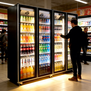 YINZHENG <span class=keywords><strong>Armoire</strong></span> Réfrigérée Commerciale 4 Portes à Refroidissement par Air pour Boissons, Vitrine Réfrigérée Monotempérature, Équipement de Réfrigération - Product Image 1