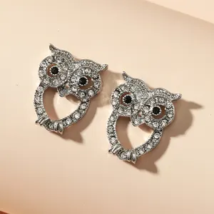 Queming Schmuck europäische und amerikanische Mode Diamant-Eule-Ohrringe einfache vielseitige Ohrringe