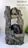 Fontaine d'extérieur en résine à 4 niveaux en forme de pot, grande cascade, sculpture en bois mort, design zen asiatique, étanche et durable, décoration