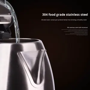 غلاية كهربائية لاسلكية بقوة 1500 واط وسعة 2.0 لتر للاستخدام المنزلي، مصنوعة من الفولاذ المقاوم للصدأ 304 مع خاصية الإيقاف التلقائي والتحكم في درجة الحرارة - Product Image 2