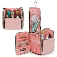 Sac de toilette portable personnalisé avec logo, résistant à l'eau, suspendu, sacs de voyage, grande capacité, sacs de toilette en cuir PU