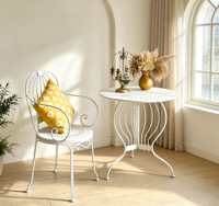 Ensemble table et chaises pliantes en fer vintage, robustes, montage facile, design antique, pour salon ou extérieur