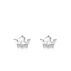 Customizable copper version Minimalist S925 Sterling <b>Silver</b> Round Cut Zirconia <b>Crown</b> Earrings for Women Valentine's Day Gift - Product Image 1