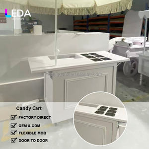LEDA Custom White Metal Modern Candy <b>Cart</b> with <b>Wheels</b> for Food Display Ice Cream Wedding Party Birthday Events - Product Image 2