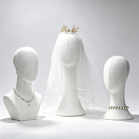 Présentoir de mannequin en lin et dentelle pour chapeaux, perruques et bijoux – Idéal pour vitrine de magasin