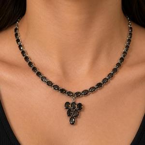 Collier en argent sterling 927 plaqué rhodium avec topaze fumée pour femmes - Product Image 1