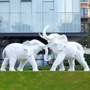 यथार्थवादी जीवन-आकार हाथ से चित्रित हाथी की मूर्ति उद्यान कला संग्रहणीय सजावट के लिए - Product Image 3