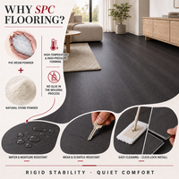 Plancher SPC grain noyer avec sous-couche IXPE robuste, produit fini personnalisé, inspection de qualité, pour entrepôt
