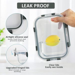Boîte de conservation alimentaire en verre borosilicate haute résistance, résistante à la chaleur et au froid, avec couvercle transparent à fentes d'aération coulissantes, compatible micro-ondes, 400 ml - Product Image 3