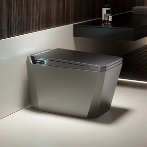 Luxury Design <b>Bathroom</b> Square Floor Mounted Ceramic Electric Toilet Bidet Automatic Smart Toilet S-trap Remote Included Black - Product Image 1