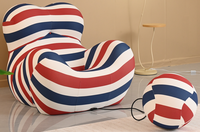 Canapé-lit paresseux personnalisable à motif rayé, pouf sphérique bombé, ensemble de meubles de salon emballés sous vide