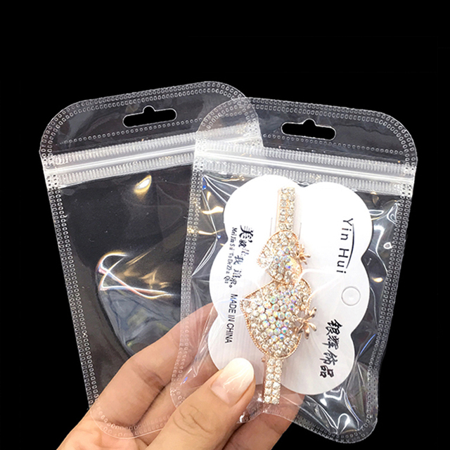 8.5*13 cm Hot Selling Zip Lock Bag clear Transparent Packaging Bag Hair Accessory Plastic Bags for Packages